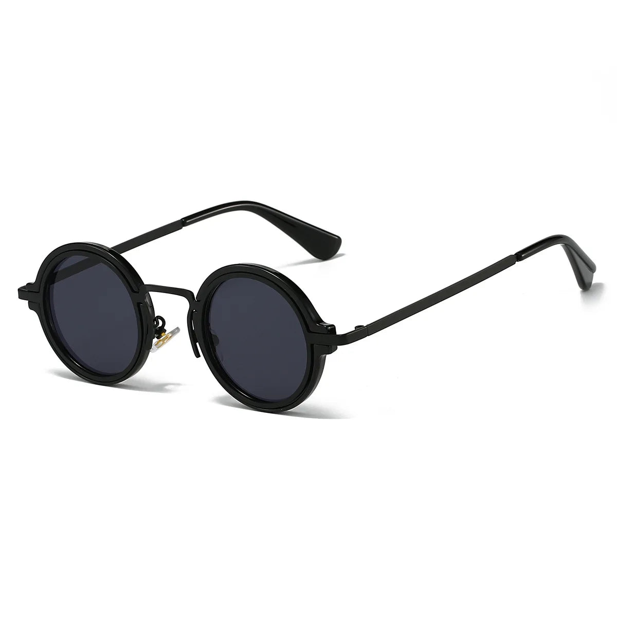 New Lenon Black Retro Metal Round Frame Sunglasses UV400