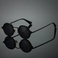 New Lenon Black Retro Metal Round Frame Sunglasses UV400